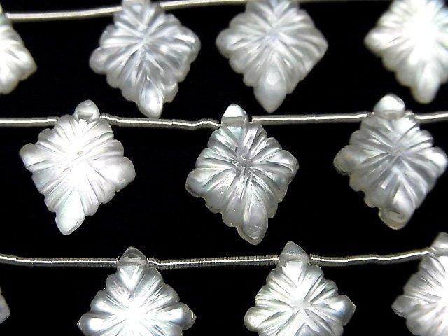 [Video] White Shell x Crystal AAA - Rosenji Carving 1strand (6pcs)