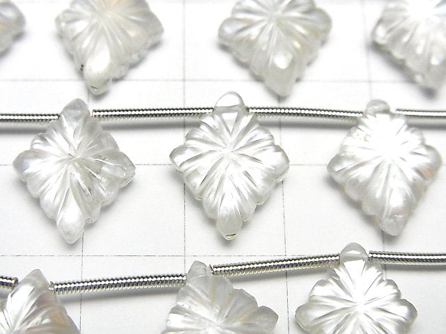 [Video] White Shell x Crystal AAA- Lozenge Carving 1strand (6pcs)