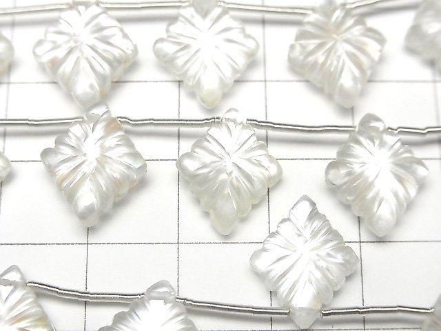 [Video] White Shell x Crystal AAA - Rosenji Carving 1strand (6pcs)