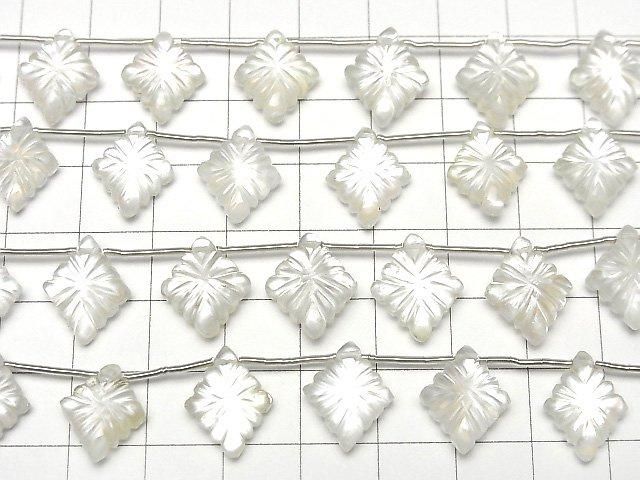 [Video] White Shell x Crystal AAA - Rosenji Carving 1strand (6pcs)