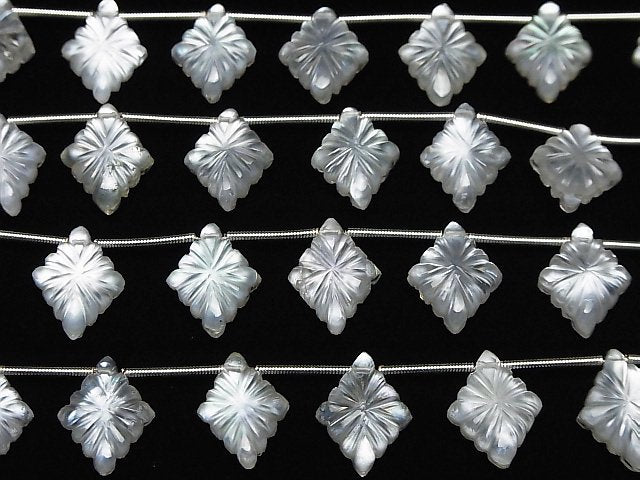 [Video] White Shell x Crystal AAA- Lozenge Carving 1strand (6pcs)