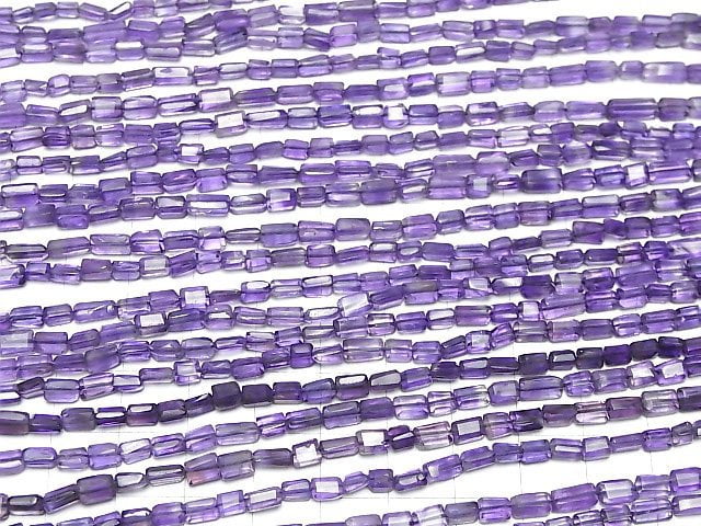 [Video]Amethyst AA++ Faceted Rectangle 1strand beads (aprx.14inch/34cm)