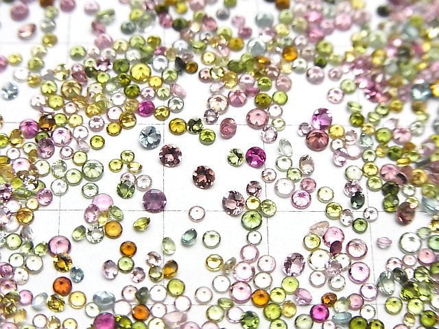 [Video]High Quality Multicolor Tourmaline AAA Loose Stone Round Faceted 1-2mm 10pcs