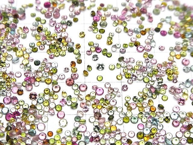 [Video]High Quality Multicolor Tourmaline AAA Loose Stone Round Faceted 1-2mm 10pcs