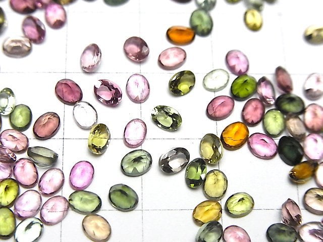 [Video]High Quality Multicolor Tourmaline AAA Loose stone Oval Faceted 4x3mm 10pcs