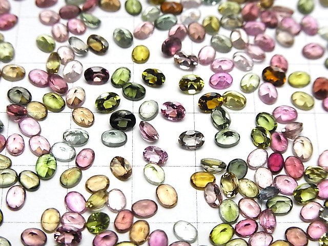 [Video]High Quality Multicolor Tourmaline AAA Loose stone Oval Faceted 4x3mm 10pcs