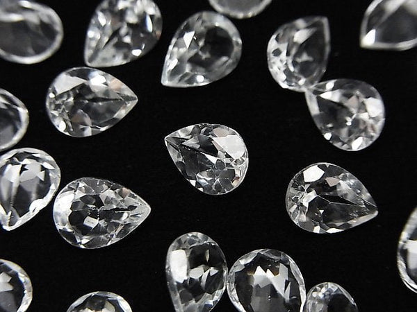 [Video]High Quality White Topaz AAA Loose stone Pear shape Faceted 8x6mm 5pcs