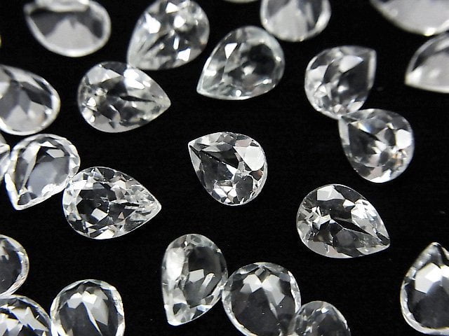 [Video]High Quality White Topaz AAA Loose stone Pear shape Faceted 8x6mm 5pcs