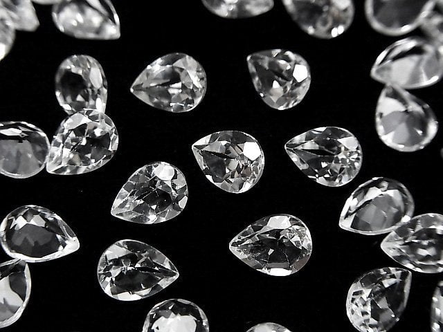 [Video]High Quality White Topaz AAA Loose stone Pear shape Faceted 8x6mm 5pcs