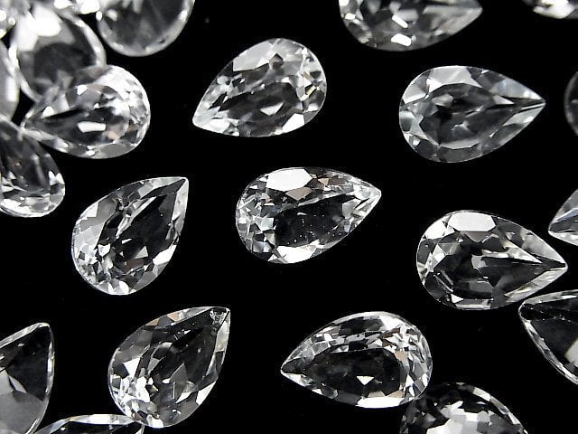 [Video]High Quality White Topaz AAA Loose stone Pear shape Faceted 12x8mm 2pcs