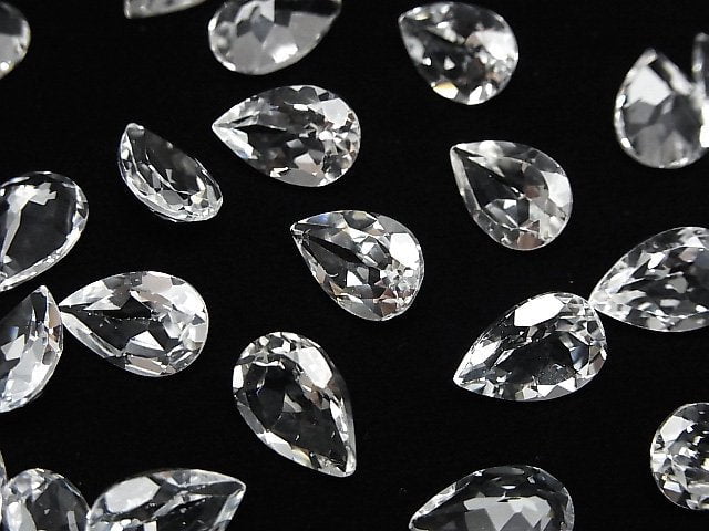 [Video]High Quality White Topaz AAA Loose stone Pear shape Faceted 12x8mm 2pcs