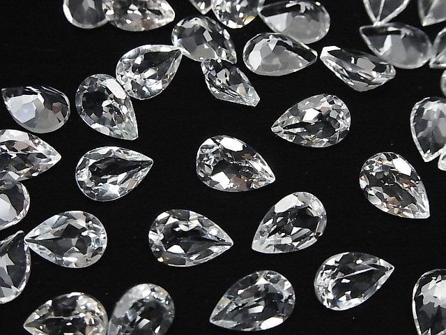 [Video]High Quality White Topaz AAA Loose stone Pear shape Faceted 12x8mm 2pcs