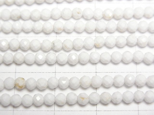 [Video]High Quality! Magnesite Faceted Round 3mm 1strand beads (aprx.15inch/37cm)