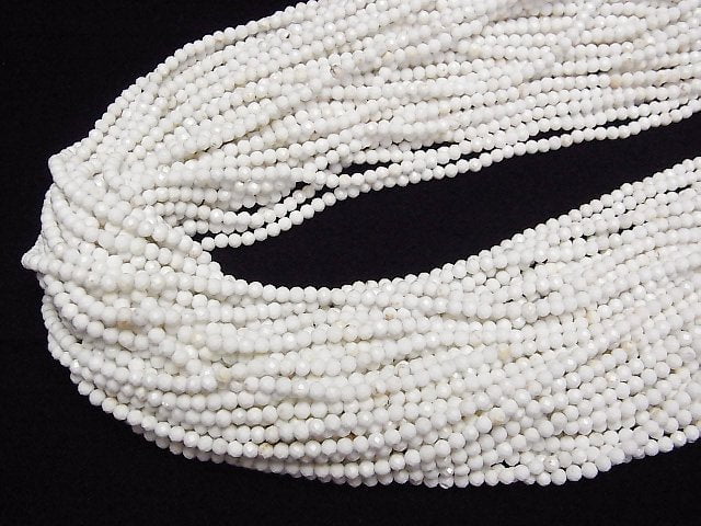 [Video]High Quality! Magnesite Faceted Round 3mm 1strand beads (aprx.15inch/37cm)