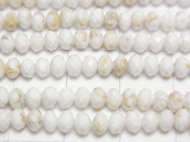 [Video]High Quality! Magnesite Faceted Button Roundel 4x4x3mm 1strand beads (aprx.15inch/37cm)