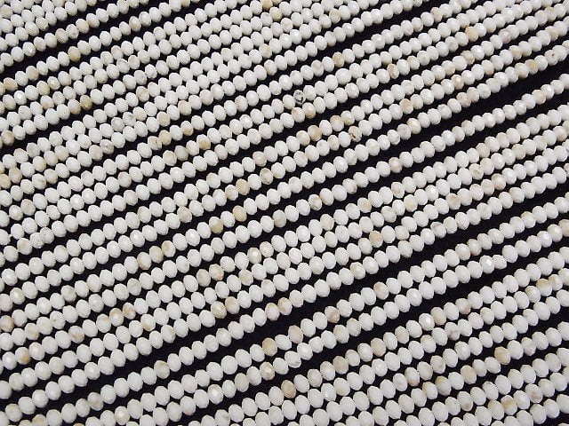 [Video]High Quality! Magnesite Faceted Button Rondelle 4x4x3mm 1strand beads (aprx.15inch/37cm)