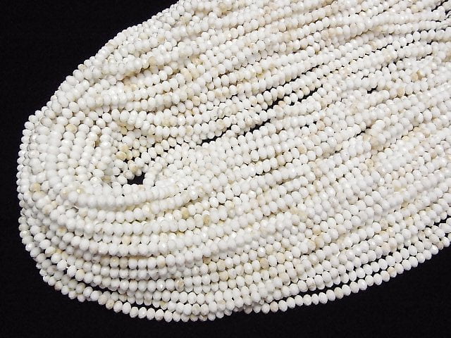 [Video]High Quality! Magnesite Faceted Button Rondelle 4x4x3mm 1strand beads (aprx.15inch/37cm)