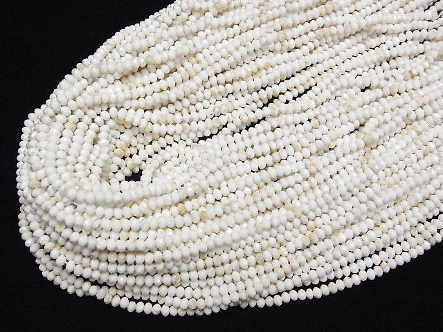 [Video]High Quality! Magnesite Faceted Button Roundel 4x4x3mm 1strand beads (aprx.15inch/37cm)