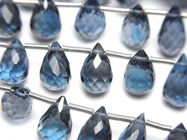 [Video]High Quality London Blue Topaz AAA Drop Faceted Briolette half or 1strand beads (aprx.6inch/14cm)