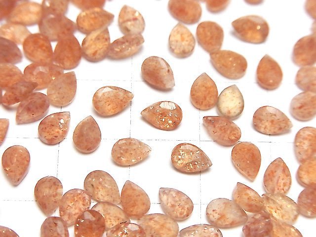 [Video]High Quality Sunstone AAA- Loose stone Pear shape Faceted 6x4mm 5pcs