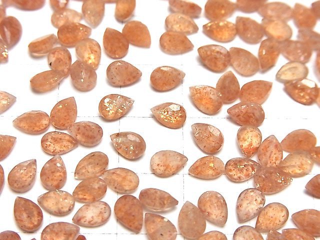 [Video]High Quality Sunstone AAA- Loose stone Pear shape Faceted 6x4mm 5pcs