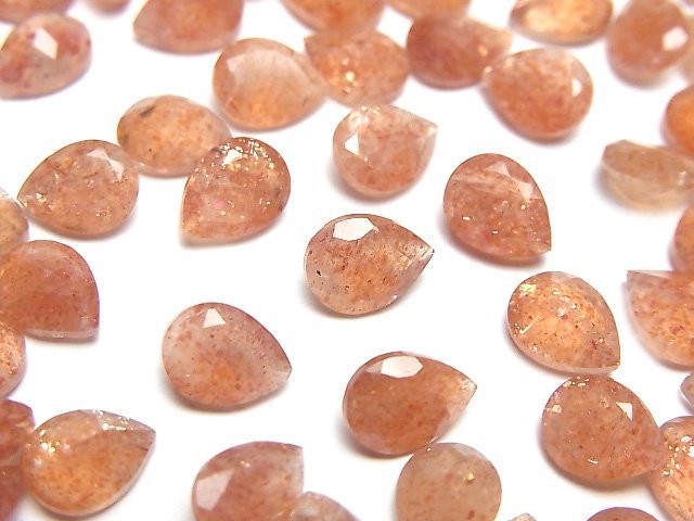 [Video]High Quality Sunstone AAA- Loose stone Pear shape Faceted 8x6mm 3pcs