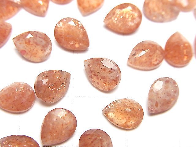 [Video]High Quality Sunstone AAA- Loose stone Pear shape Faceted 8x6mm 3pcs