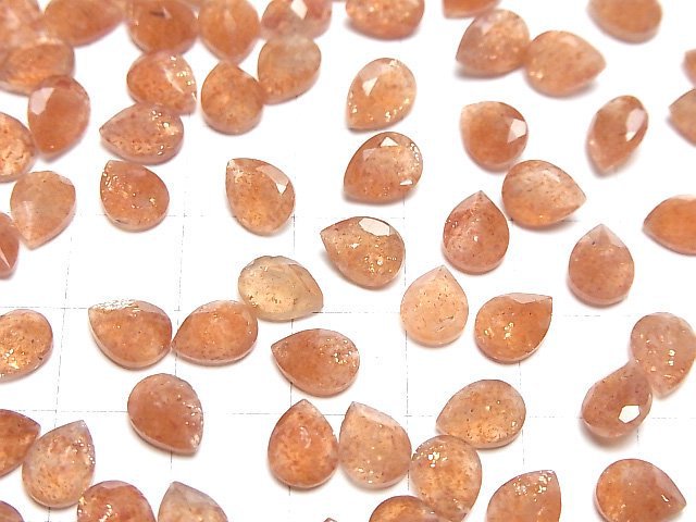 [Video]High Quality Sunstone AAA- Loose stone Pear shape Faceted 8x6mm 3pcs