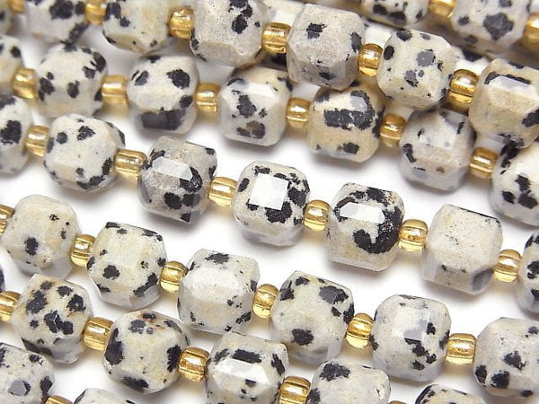 [Video]High Quality! Dalmatian Jasper Cube Shape 7x7x7mm 1strand beads (aprx.15inch/36cm)