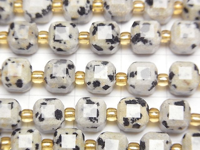 [Video]High Quality! Dalmatian Jasper Cube Shape 7x7x7mm 1strand beads (aprx.15inch/36cm)