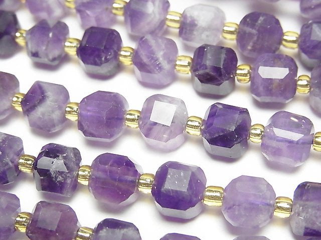 [Video]High Quality! Striped Amethyst Cube Shape 7x7x7mm half or 1strand beads (aprx.15inch/36cm)