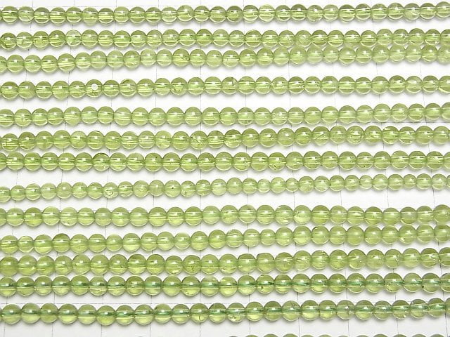 [Video]High Quality Peridot AAA- Round 4mm half or 1strand beads (aprx.15inch/37cm)