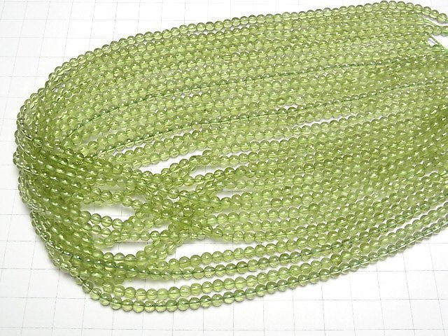 [Video]High Quality Peridot AAA- Round 4mm half or 1strand beads (aprx.15inch/37cm)