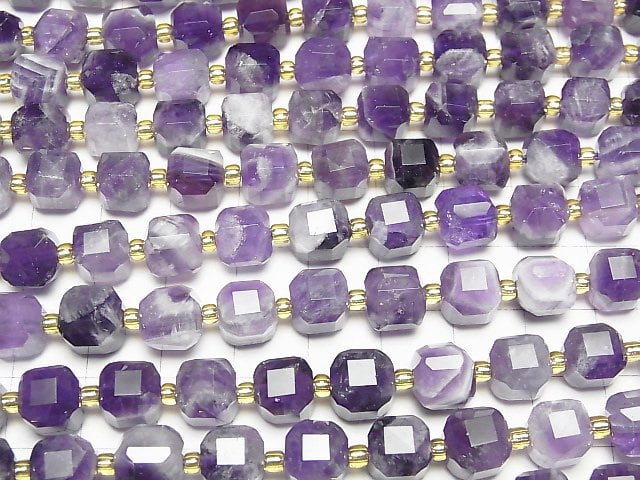 [Video]High Quality! Striped Amethyst Cube Shape 8x8x8mm half or 1strand beads (aprx.15inch/36cm)