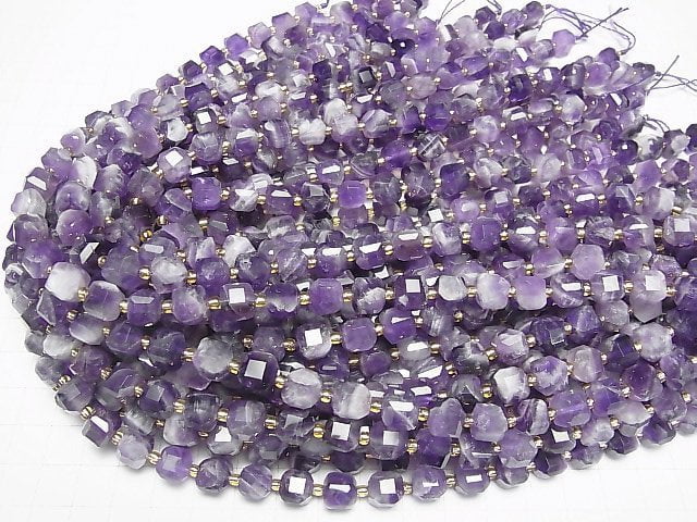 [Video]High Quality! Striped Amethyst Cube Shape 8x8x8mm half or 1strand beads (aprx.15inch/36cm)