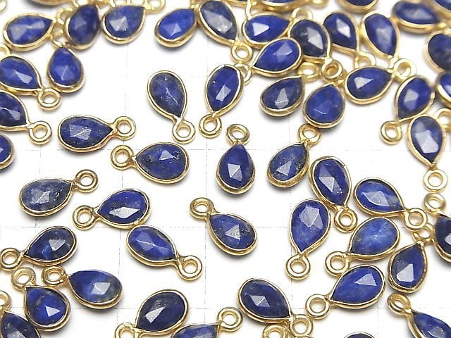 [Video] Lapislazuli AA++ Bezel Setting Faceted Pear Shape 7x5mm 18KGP 4pcs