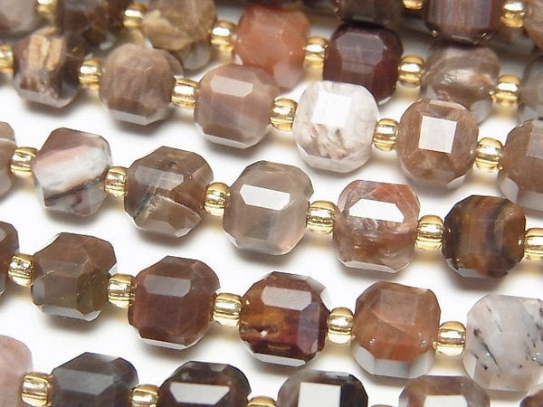 [Video]High Quality! Petrified Wood Cube Shape 7x7x7mm half or 1strand beads (aprx.15inch/36cm)