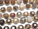 [Video]High Quality! Petrified Wood Cube Shape 7x7x7mm half or 1strand beads (aprx.15inch/36cm)