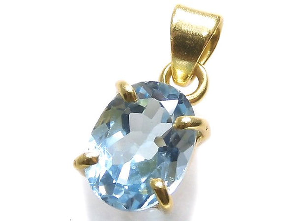 [Video][One of a kind] High Quality Sky Blue Topaz AAA Pendant 18KGP NO.31