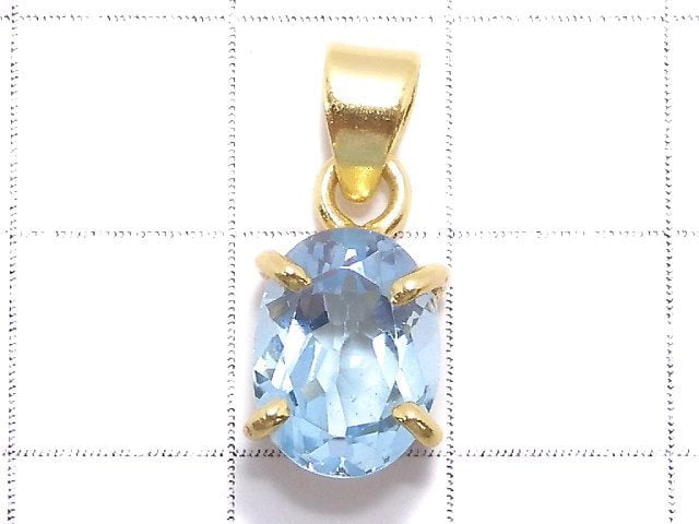 [Video][One of a kind] High Quality Sky Blue Topaz AAA Pendant 18KGP NO.31