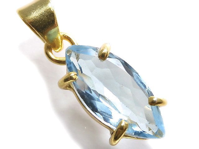 [Video][One of a kind] High Quality Sky Blue Topaz AAA Pendant 18KGP NO.32