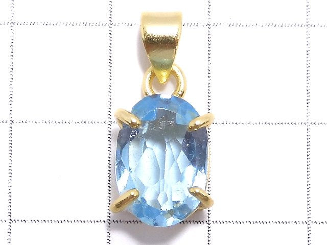 [Video][One of a kind] High Quality Sky Blue Topaz AAA Pendant 18KGP NO.35