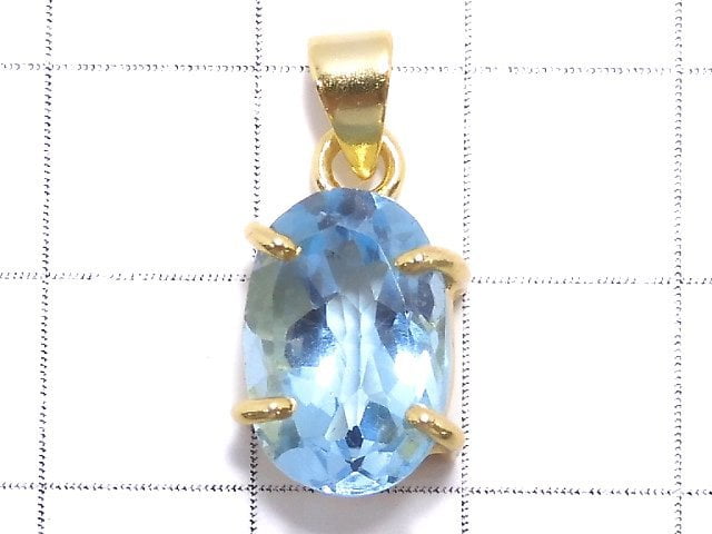 [Video][One of a kind] High Quality Sky Blue Topaz AAA Pendant 18KGP NO.38