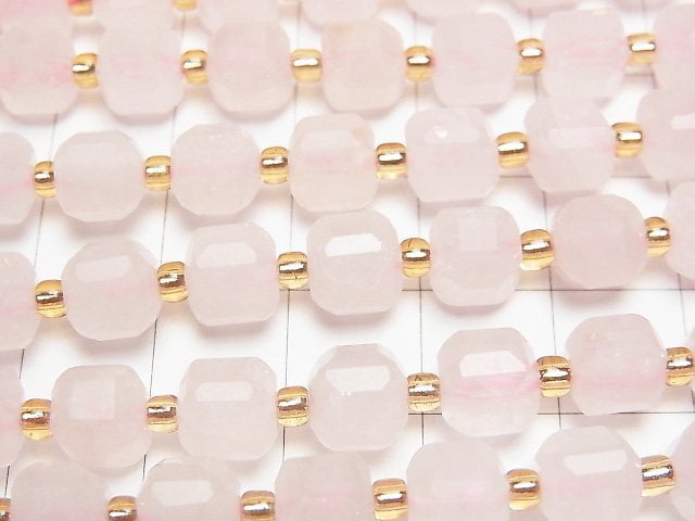 [Video]High Quality! Rose Quartz AA++ Cube Shape 7x7x7mm half or 1strand beads (aprx.15inch/36cm)