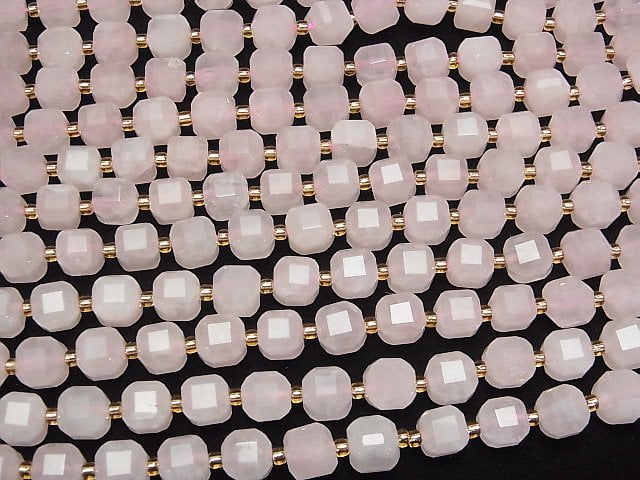 [Video]High Quality! Rose Quartz AA++ Cube Shape 8x8x8mm half or 1strand beads (aprx.15inch/36cm)