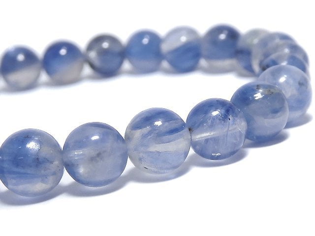 [Video][One of a kind] Kyanite & Crystal Round 7mm Bracelet NO.3