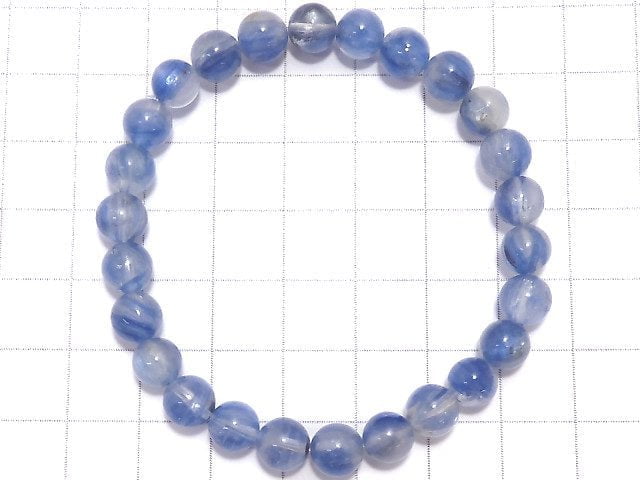 [Video][One of a kind] Kyanite & Crystal Round 7mm Bracelet NO.3