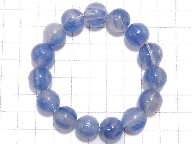 [Video][One of a kind] Kyanite & Crystal Round 13.5mm Bracelet NO.14