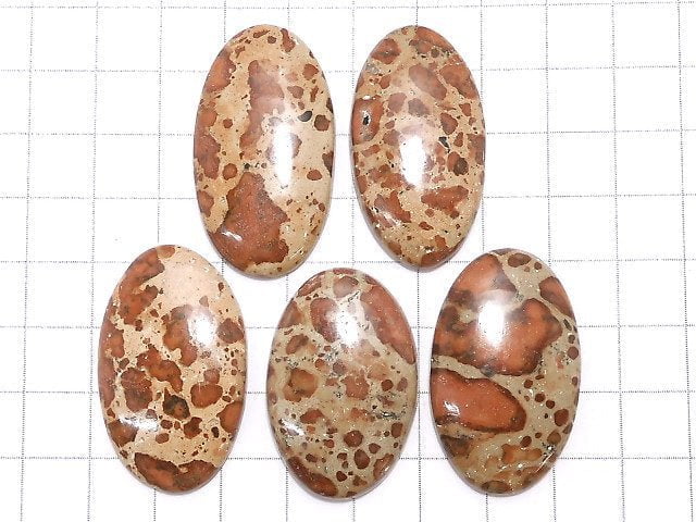 [Video][One of a kind] Asteroid Jasper Cabochon 5pcs Set NO.31