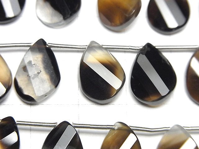 [Video] Black Stripe Agate AAA Twist Faceted Pear Shape half or 1strand (14pcs)